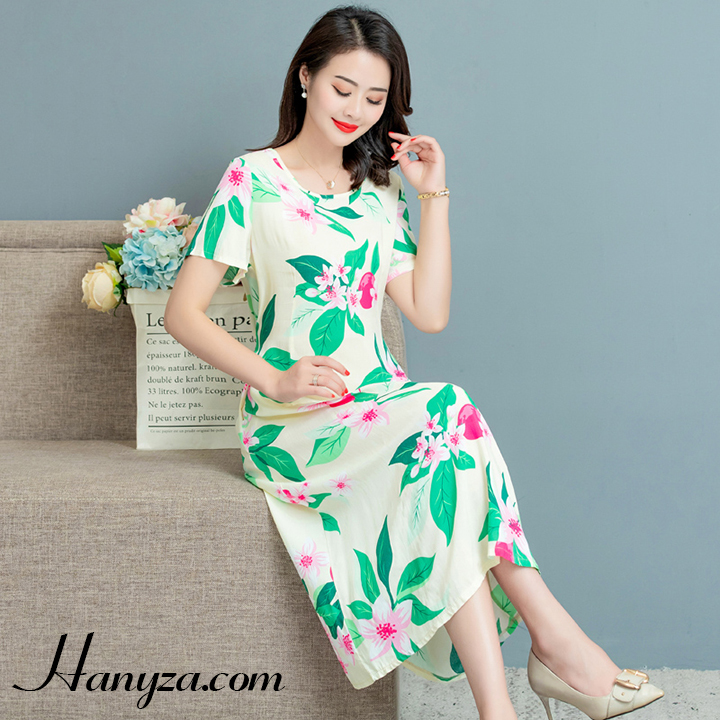 Váy nữ trung niên phối hình hoa súng