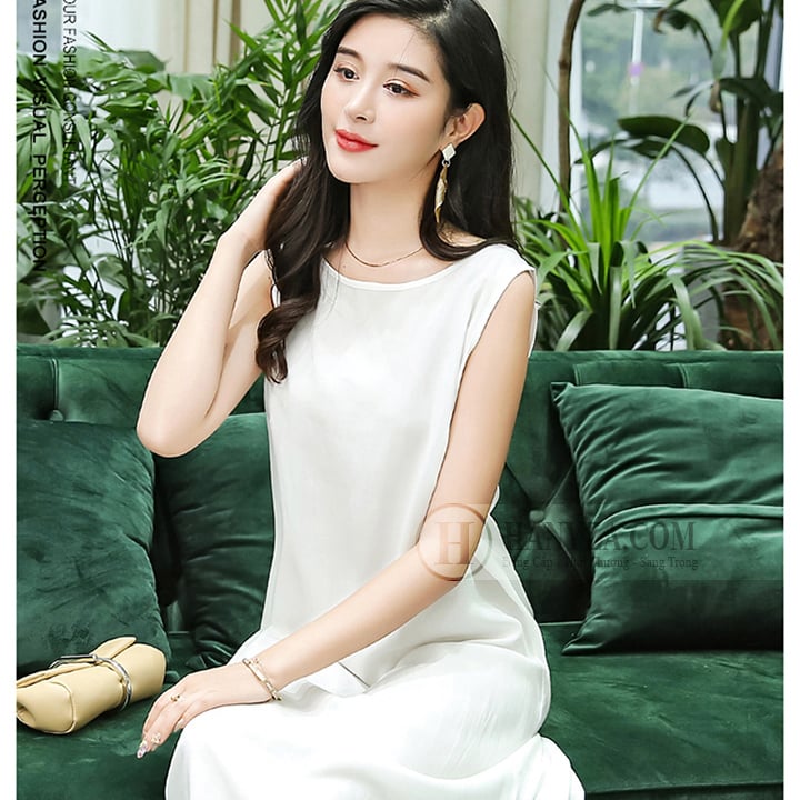Váy dài trung niên nữ sát nách dáng suông