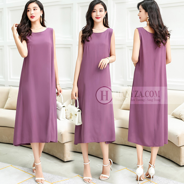 Váy dài trung niên nữ sát nách dáng suông  Hanyza Store