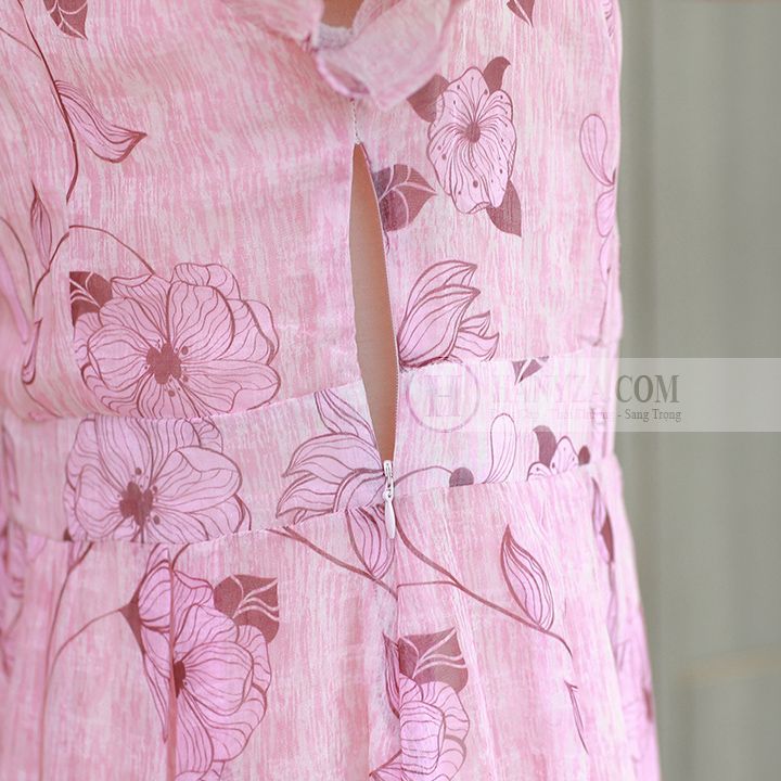 Váy voan trung niên nữ hai lớp in hoa