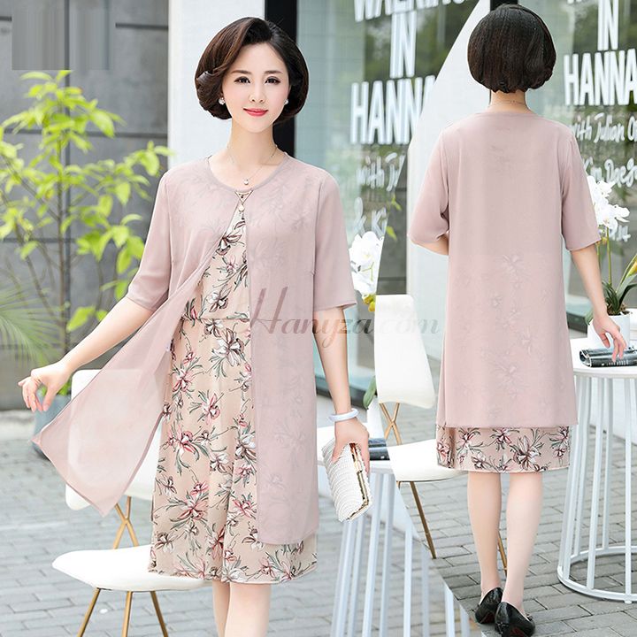 Váy voan trung niên nữ in hoa lan