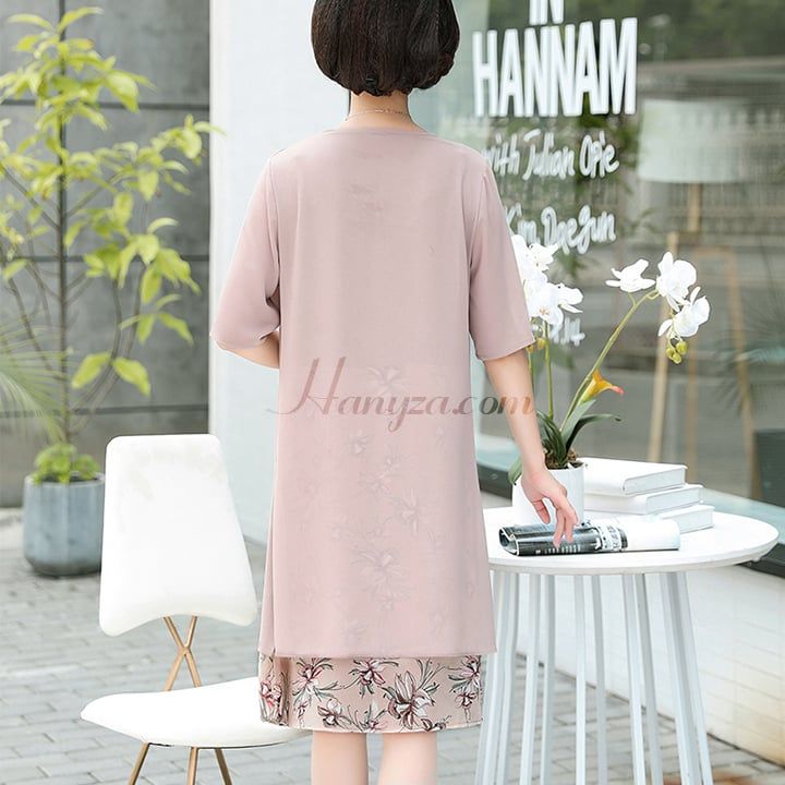 Váy voan trung niên nữ in hoa lan