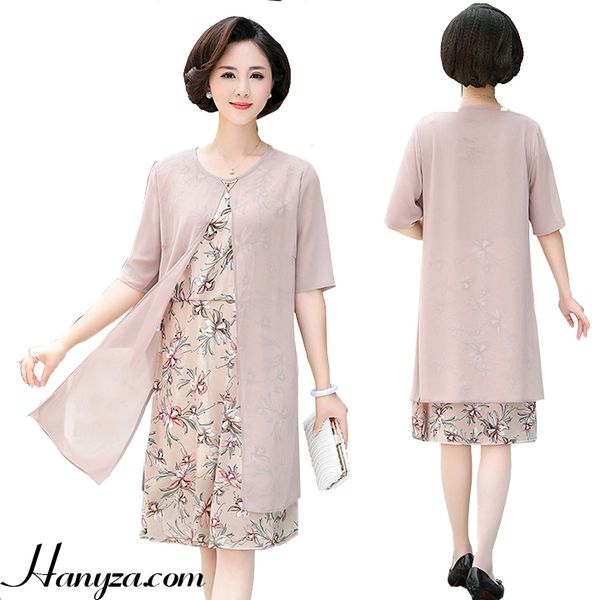 Váy voan trung niên nữ in hoa lan