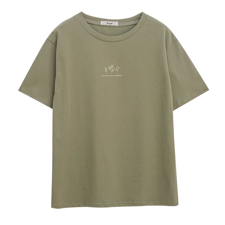 Áo thun nữ cổ tròn ngắn tay in chữ