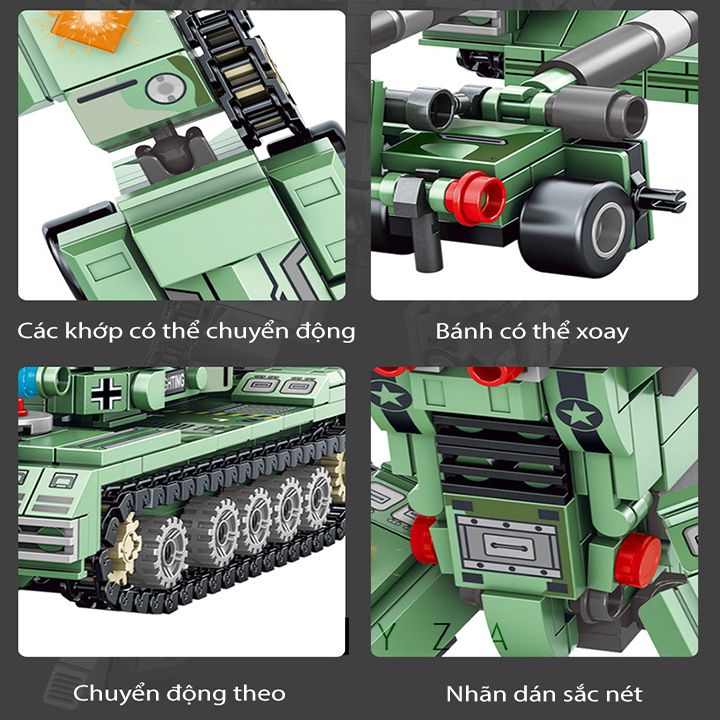 Bộ mô hình xe tăng quân sự láp ráp người máy 633029