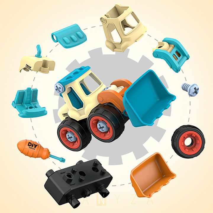 Bộ 4 xe máy xúc láp ráp cho bé XJ205