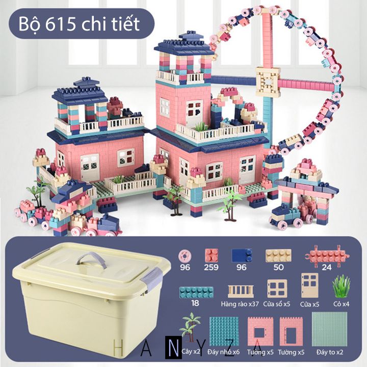 Đồ chơi xếp hình lắp ráp hình khối lâu đài cho bé