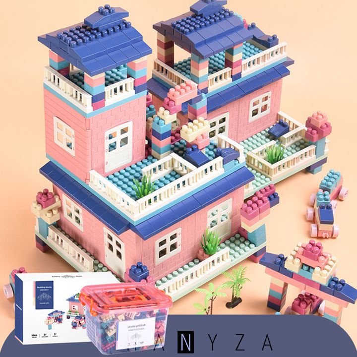 Đồ chơi xếp hình lắp ráp hình khối lâu đài cho bé