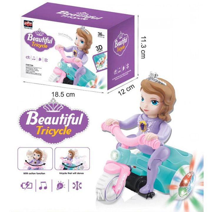 Xe đồ chơi trẻ em ba bánh bốc đầu xoay 360 độ