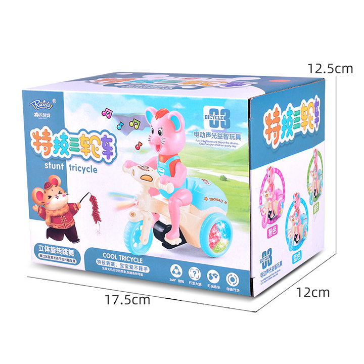 Xe đồ chơi trẻ em ba bánh bốc đầu xoay 360 độ