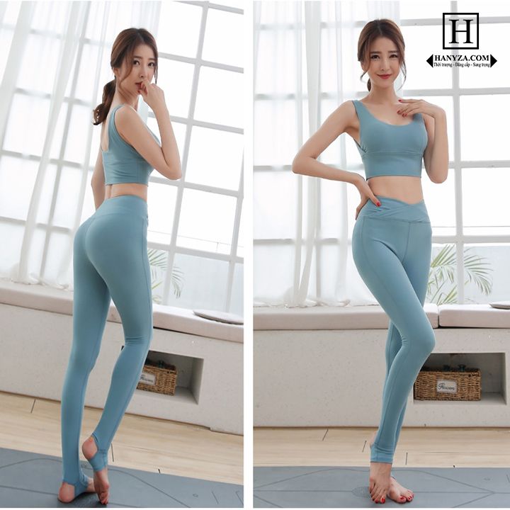 Bộ tập thể thao yoga 2 mảnh cạp cánh sen