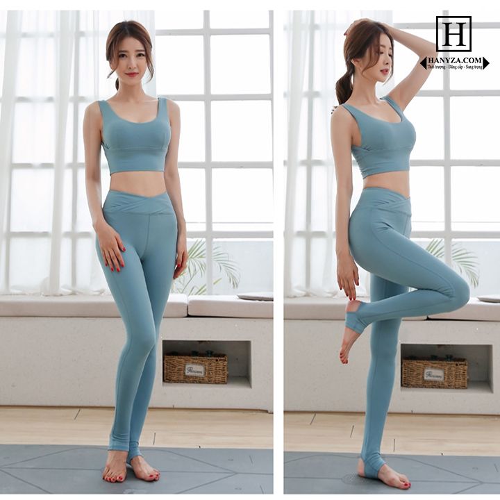 Bộ tập thể thao yoga 2 mảnh cạp cánh sen