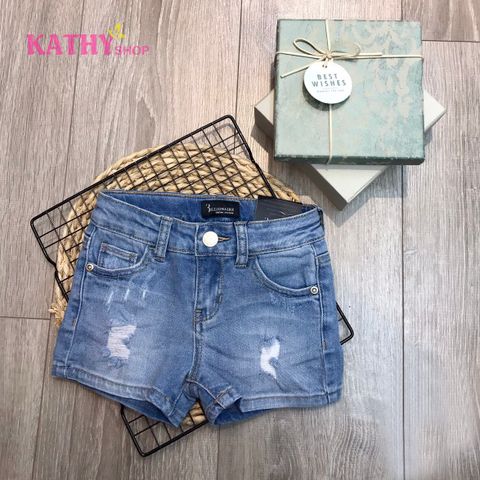 Quần short jeans bé gái kiểu wash sành điệu