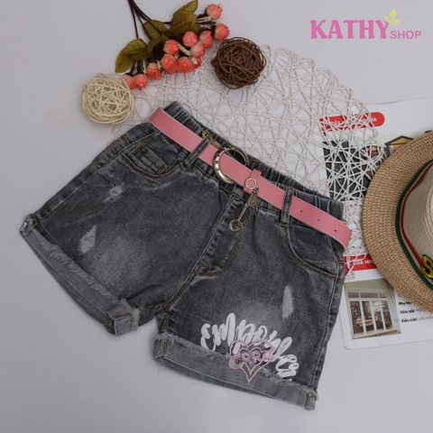 Quần short jeans bé gái xước tua ống sành điệu