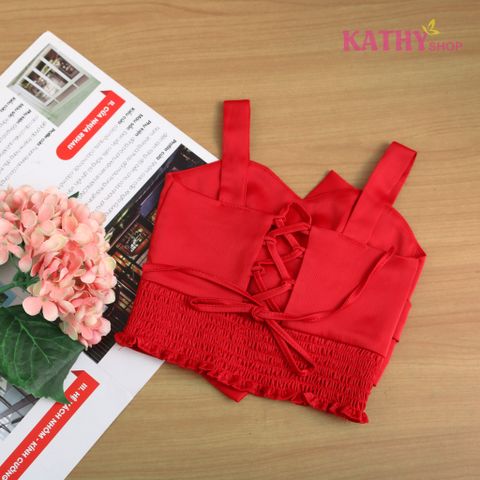 Áo Croptop bé gái 2 dây thắt nơ sành điệu 