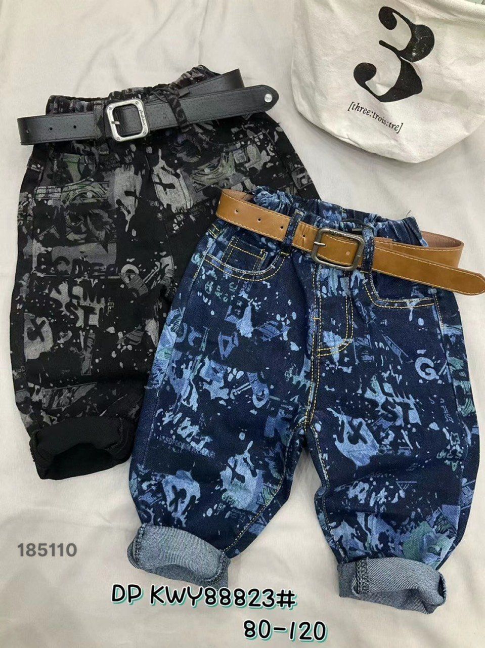 Quần jeans dài nhí họa tiết cá tính