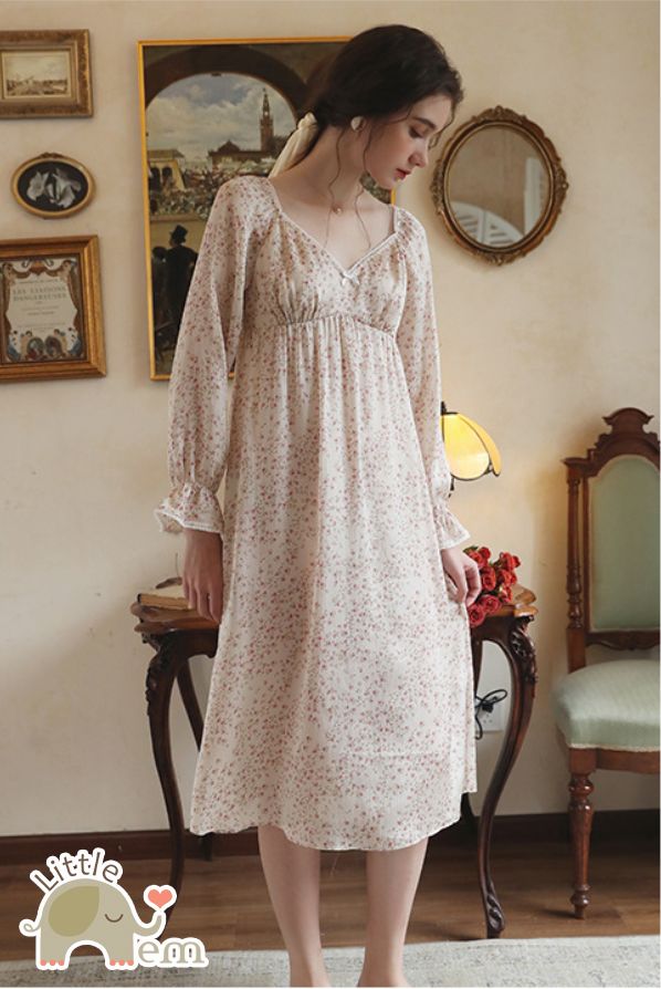 Váy ngủ voan lụa kèm áo choàng tiểu thư VN119  Hana Lady