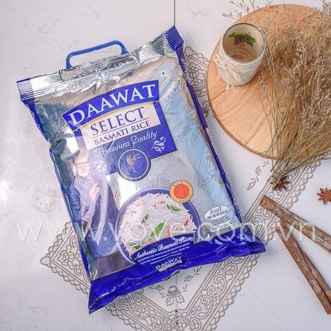 hình ảnh bao bì sản phẩm gạo ấn độ hạt dài basmati hiệu daawat traditional 5kg
