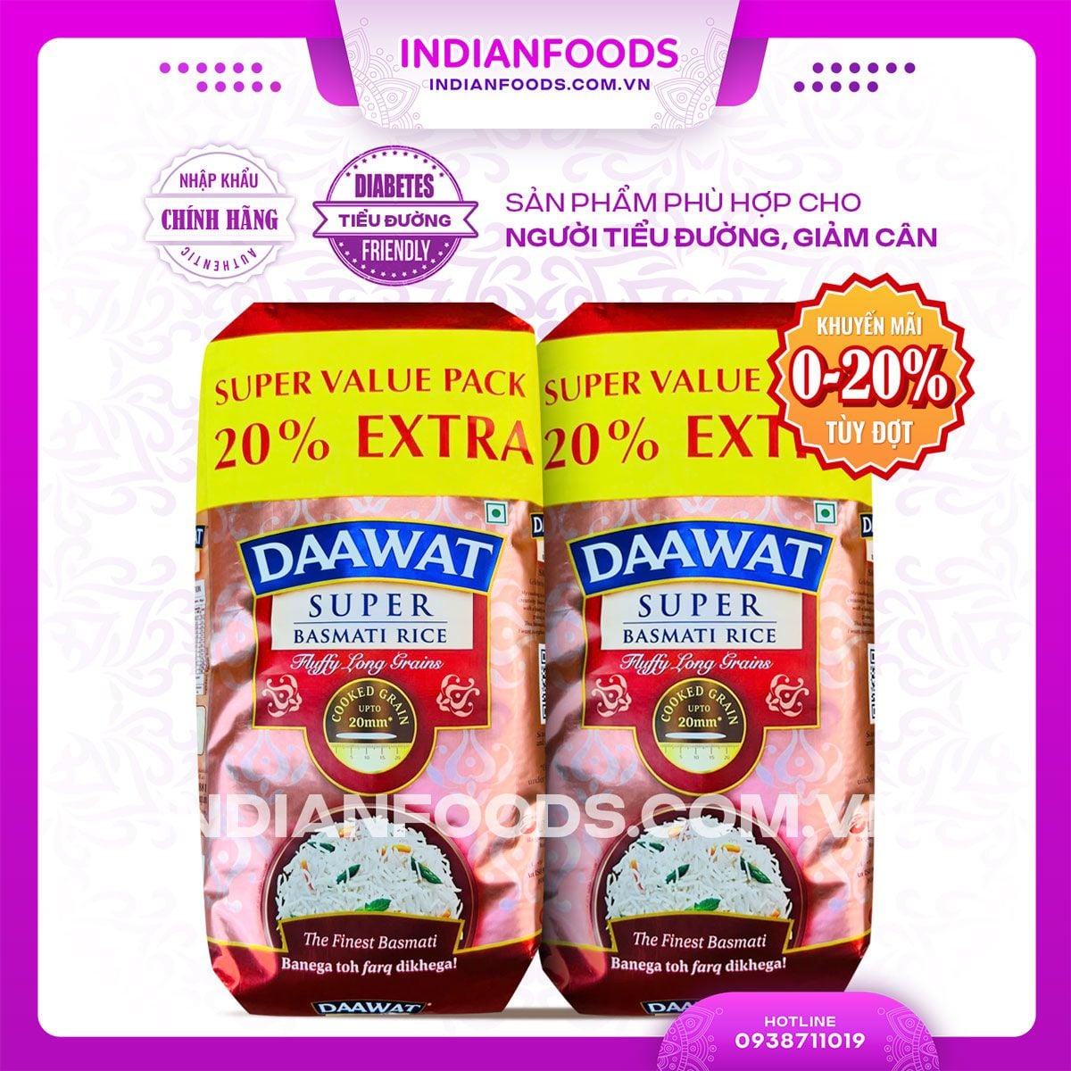 gao hat dai an do daawat super basmati rice phu hop nguoi tieu duong giam can 1 1 kg