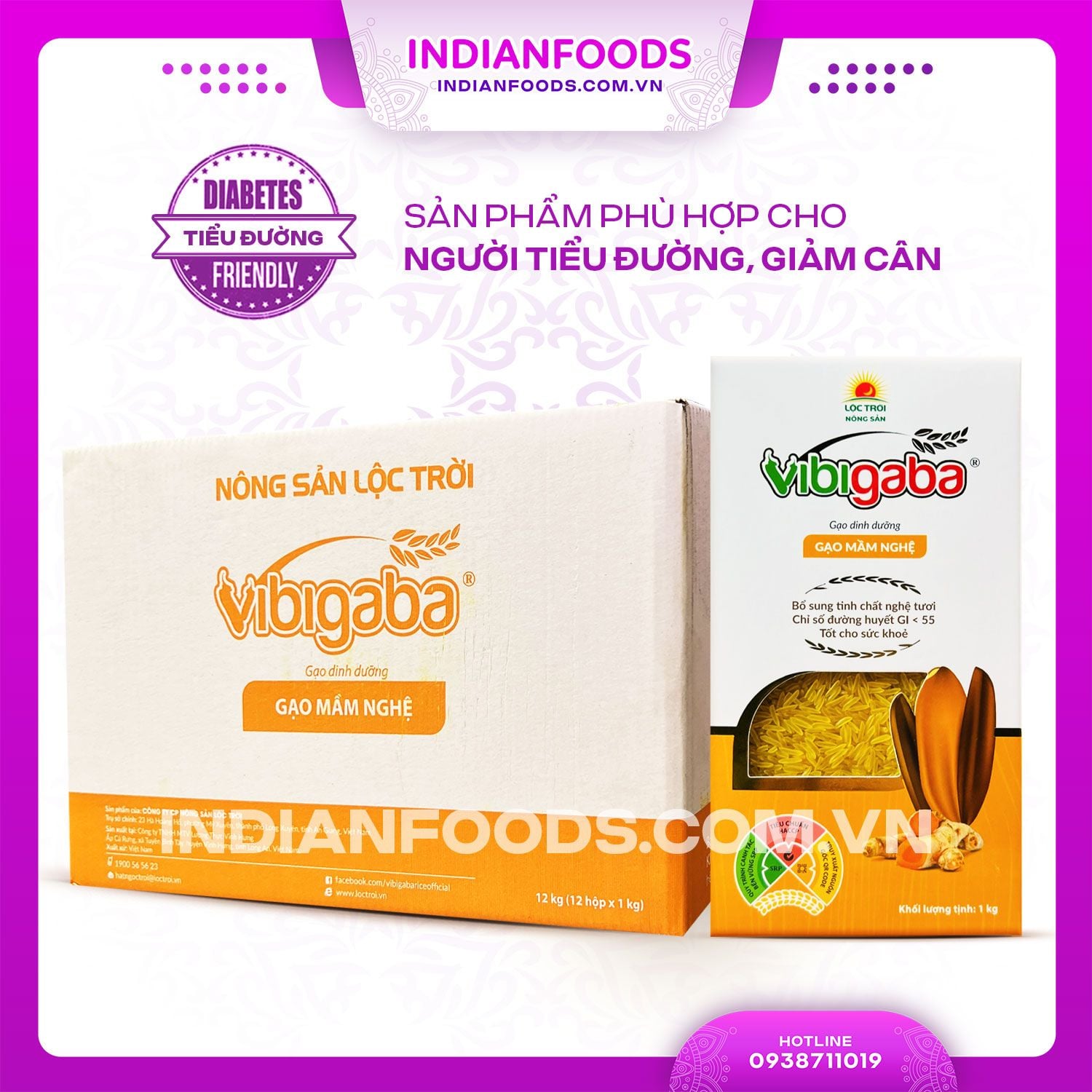 gao mam tieu duong vibigaba nghe thung 12 kg 12 hop
