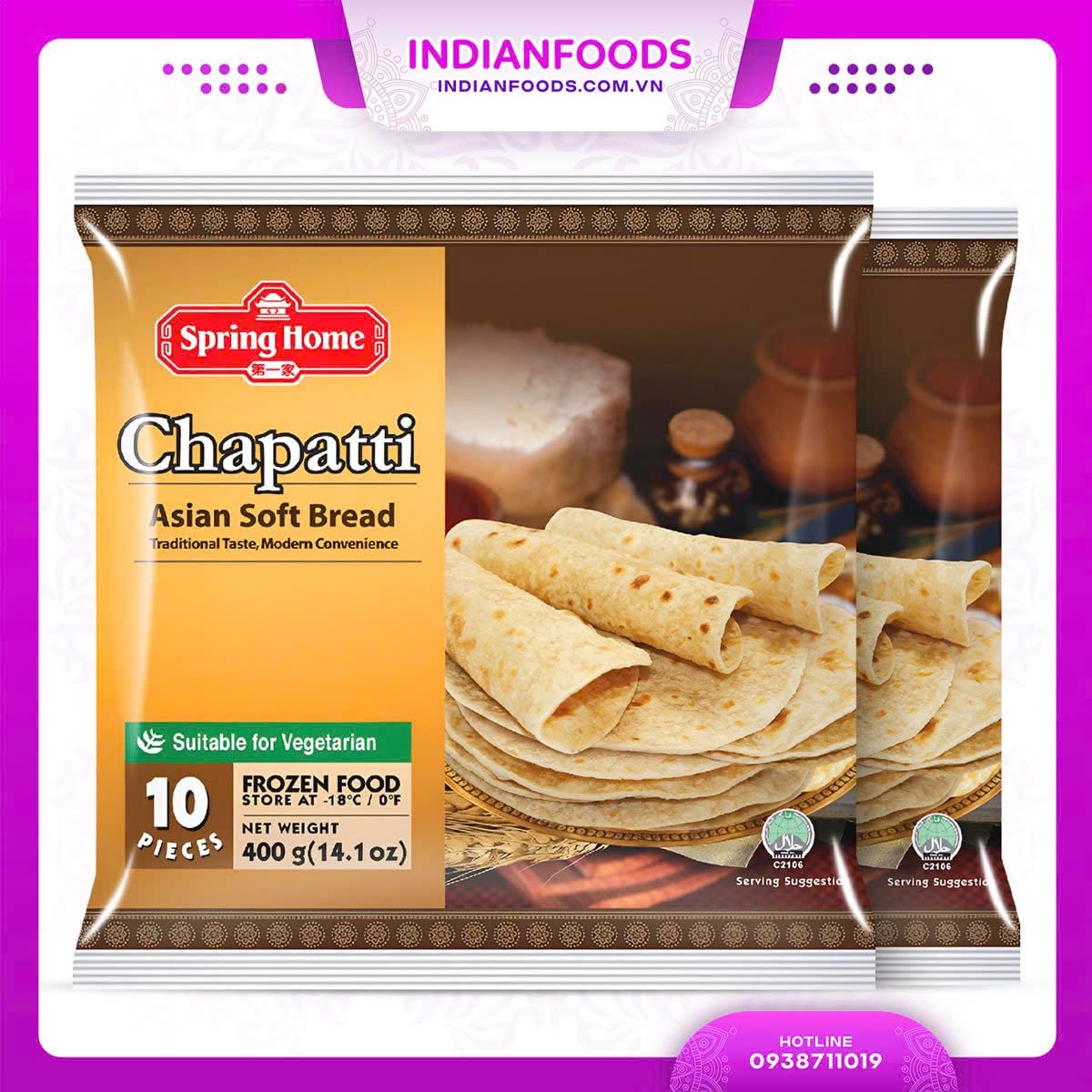 banh roti an do spring home chapatti 400gr 10 mieng goi