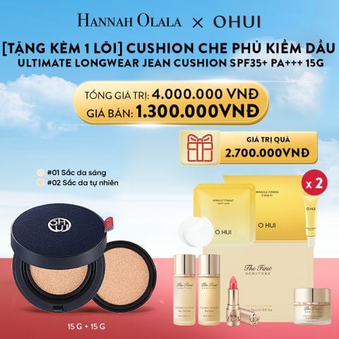  A31_DEAL 25: [TẶNG KÈM 1 LÕI] CUSHION CHE PHỦ KIỀM DẦU BỀN MÀU OHUI ULTIMATE LONGWEAR JEAN CUSHION SPF35+ PA+++ 15 