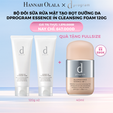  DEAL 9: BỘ ĐÔI SỮA RỬA MẶT TẠO BỌT DƯỠNG DA DPROGRAM ESSENCE IN CLEANSING FOAM 120G 