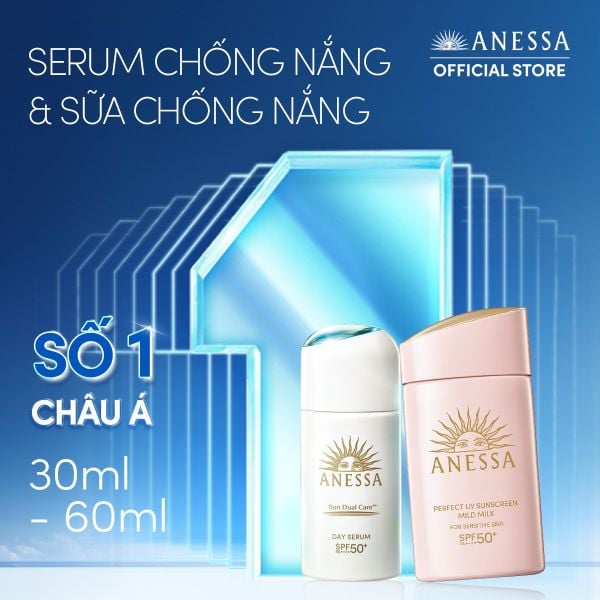  C2: DEAL 10: COMBO SERUM CHỐNG NẮNG & SỮA CHỐNG NẮNG BẢO VỆ VÀ DƯỠNG DA AN TOÀN CHO DA NHẠY CẢM ANESSA DAY SERUM 30ML + MILD MILK 60ML 