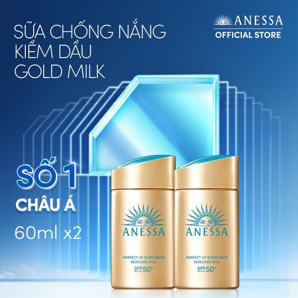  C15: DEAL 22 BACK-UP: COMBO SỮA CHỐNG NẮNG DƯỠNG DA KIỀM DẦU BẢO VỆ HOÀN HẢO ANESSA GOLD MILK SPF50+ PA++++ 60MLX2 
