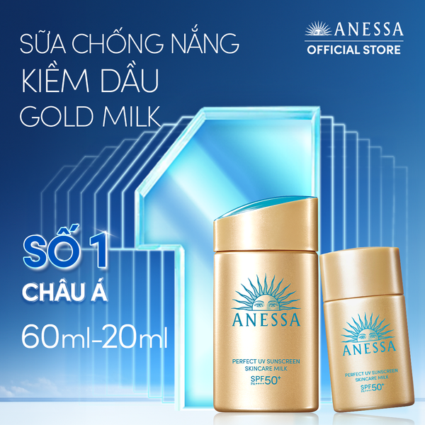  C23: DEAL 3: COMBO SỮA CHỐNG NẮNG DƯỠNG DA KIỀM DẦU BẢO VỆ HOÀN HẢO ANESSA GOLD MILK SPF50+ PA++++ 60ML + 20ML 