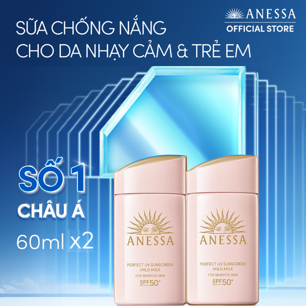  C29: DEAL 5: COMBO SỮA CHỐNG NẮNG DƯỠNG DA DỊU NHẸ AN TOÀN CHO DA NHẠY CẢM VÀ TRẺ EM ANESSA MILD MILK SPF50+ PA++++ 60MLX2 