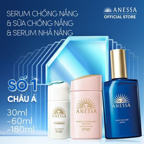  C4: DEAL 12: COMBO CHỐNG NẮNG VÀ DƯỠNG DA TOÀN DIỆN AN TOÀN CHO DA NHẠY CẢM ANESSA MILD MILK 60ML + DAY SERUM 30ML + NIGHT SERUM 180ML 
