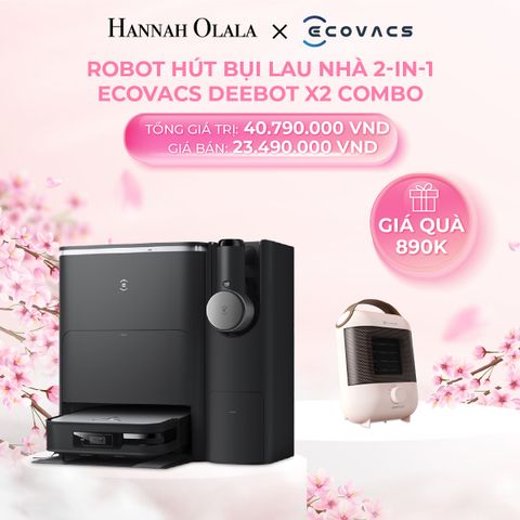  M367_DEAL 5: ROBOT HÚT BỤI LAU NHÀ VÀ MÁY HÚT BỤI CẦM TAY 2-IN-1 ECOVACS DEEBOT X2 COMBO- TẶNG MÁY SƯỞI CERAMIC MINI LUMIAS H07E 
