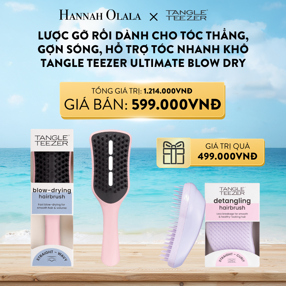  DEAL 4: LƯỢC GỠ RỐI TANGLE TEEZER, THE ULTIMATE BLOW DRY, DÀNH CHO TÓC THẲNG, GỢN SÓNG, HỖ TRỢ TÓC NHANH KHÔ [DUSKY PINK] TẶNG 1 LƯỢC GỠ RỐI TANGLE TEEZER, THE ORIGINAL, GỠ RỐI HIỆU QUẢ TÓC THẰNG VÀ XOĂN, CHẢI ĐƯỢC TÓC KHÔ VÀ ƯỚT [LILAC] 