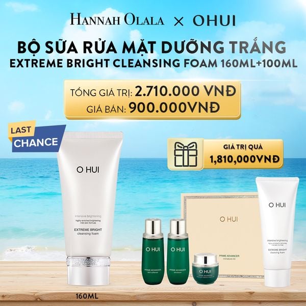  DEAL 22: BỘ SỮA RỬA MẶT DƯỠNG TRẮNG OHUI EXTREME BRIGHT CLEANSING FOAM 160ML+100ML 