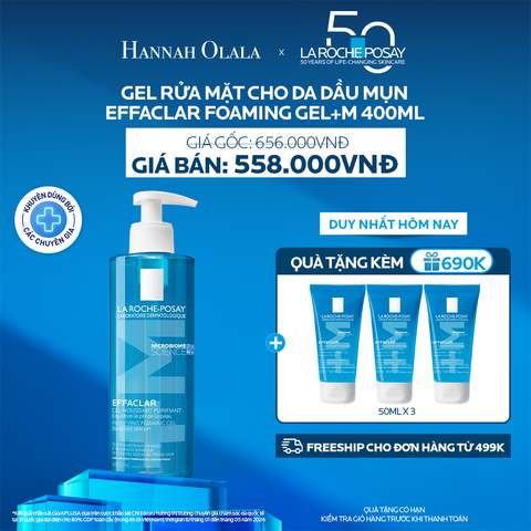  K4_DEAL 4: GEL RỬA MẶT SẠCH SÂU CHO DA DẦU MỤN EFFACLAR FOAMING GEL 400ML 
