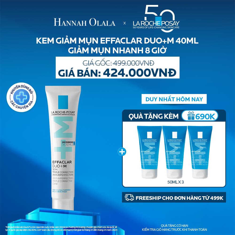  K5_DEAL 5: KEM DƯỠNG HỖ TRỢ CẢI THIỆN TÌNH TRẠNG MỤN VÀ VẾT THÂM EFFACLAR DUO+ M CHỈ SAU 8H 40ML 