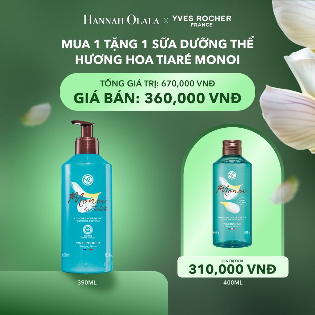  T9_DEAL 3: MUA SỮA DƯỠNG THỂ HƯƠNG HOA TIARÉ MONOI TẶNG SỮA TẮM 400ML 
