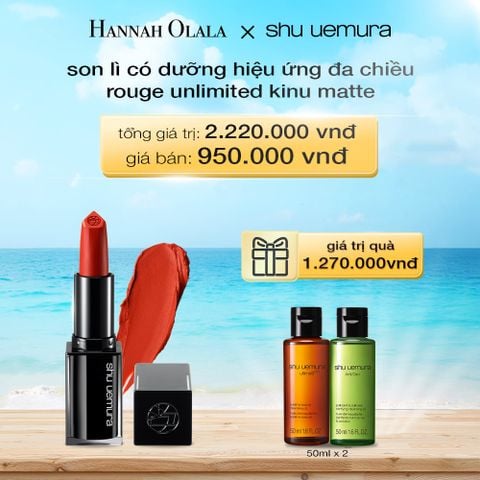  A695_DEAL 18: SON LÌ LÂU TRÔI CÓ DƯỠNG SHU UEMURA ROUGE UNLIMITED KINU MATTE 3.3G 