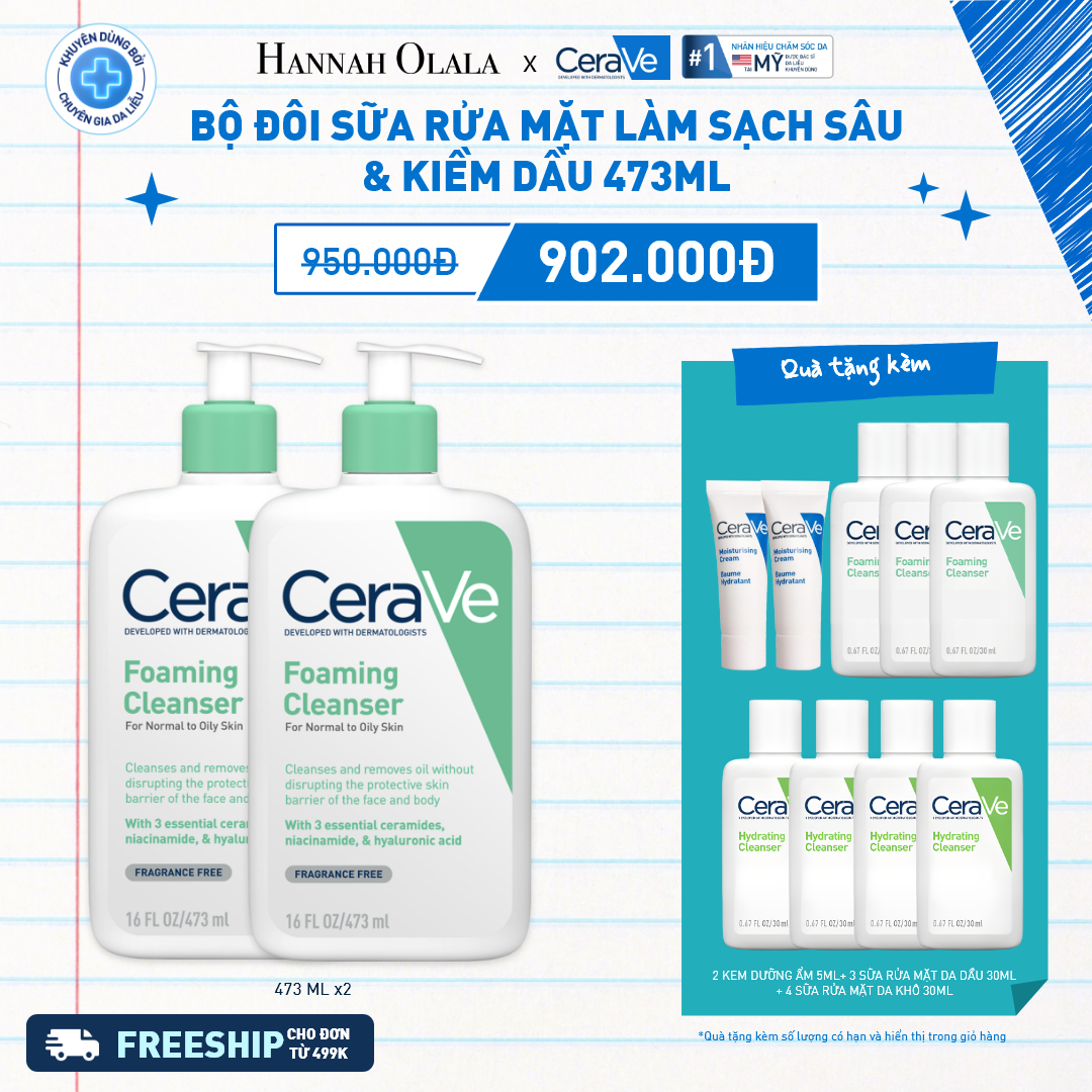  K37_DEAL 37.1: BỘ ĐÔI SỮA RỬA MẶT GIÚP LÀM SẠCH SÂU CHO DA DẦU FOAMING CLEANSER 473ML 