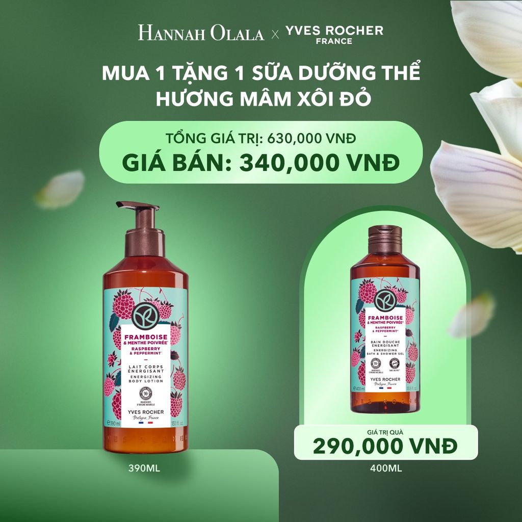  T10_DEAL 4: MUA SỮA DƯỠNG THỂ HƯƠNG MÂM XÔI ĐỎ TẶNG SỮA TẮM 400ML 