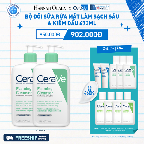  K37_DEAL 37: BỘ ĐÔI SỮA RỬA MẶT GIÚP LÀM SẠCH SÂU CHO DA DẦU FOAMING CLEANSER 473ML 