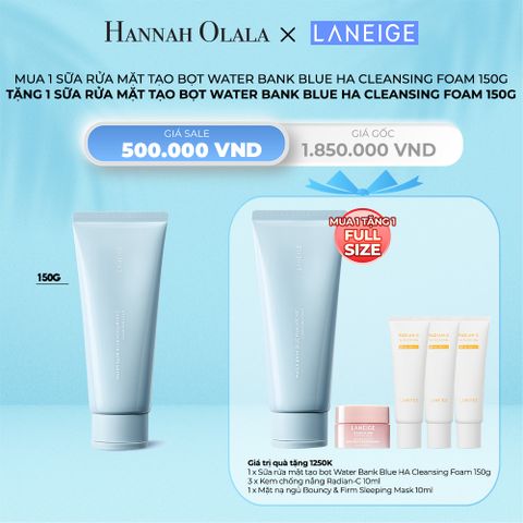  A30_DEAL 9: (MUA 1 TẶNG 1) SỮA RỬA MẶT DƯỠNG ẨM LANEIGE WATER BANK BLUE HA CLEANSING FOAM 150G 