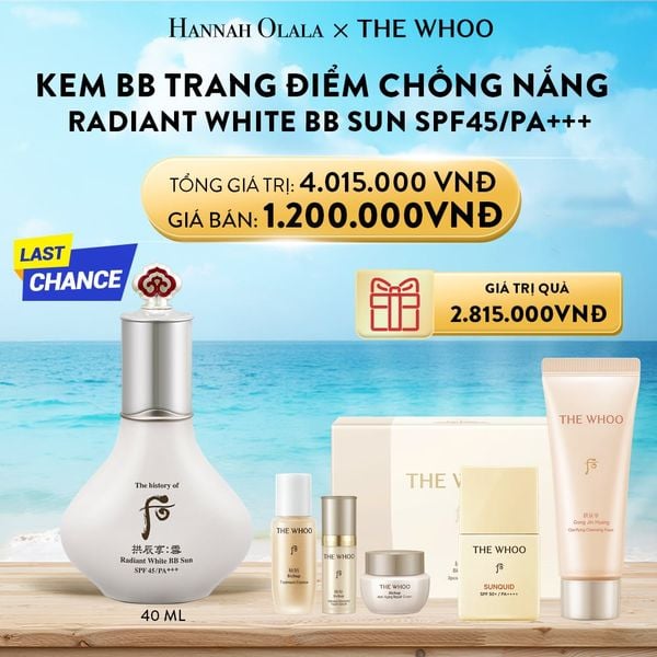  A8_DEAL 07: KEM BB TRANG ĐIỂM CHỐNG NẮNG WHOO SEOL RADIANT WHITE BB SUN SPF45/PA+++ 40ML 