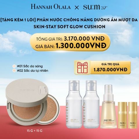  A38_DEAL 30: [TẶNG KÈM 1 LÕI] PHẤN NƯỚC CHỐNG NẮNG DƯỠNG ẨM MƯỢT DA SUM37 SKIN-STAY SOFT GLOW CUSHION 