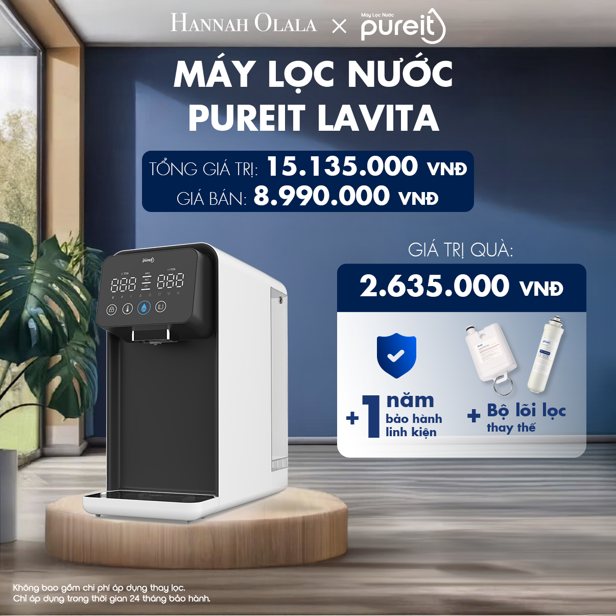  H128_DEAL 2: MÁY LỌC NƯỚC 3 CẤP ĐỘ NÓNG THÔNG MINH PUREIT LAVITA 