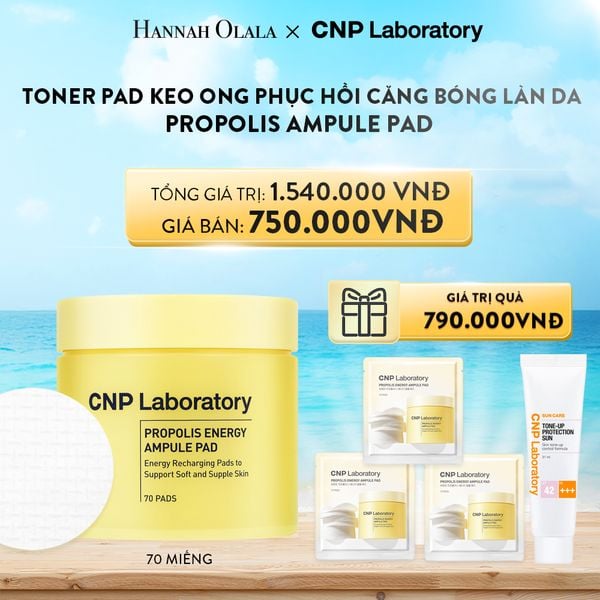  A282_DEAL 25: SET BÔNG DƯỠNG DA KEO ONG PHỤC HỒI DA CNP PROPOLIS AMPULE PAD 70 MIẾNG 