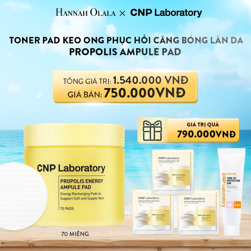 A282_DEAL 25: SET BÔNG DƯỠNG DA KEO ONG PHỤC HỒI DA CNP PROPOLIS AMPULE PAD 70 MIẾNG 