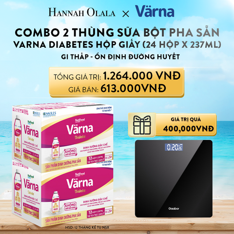  A521_DEAL 4: COMBO 2 THÙNG SỮA BỘT PHA SẴN VARNA DIABETES HỘP GIẤY (24 HỘP X 237ML) 