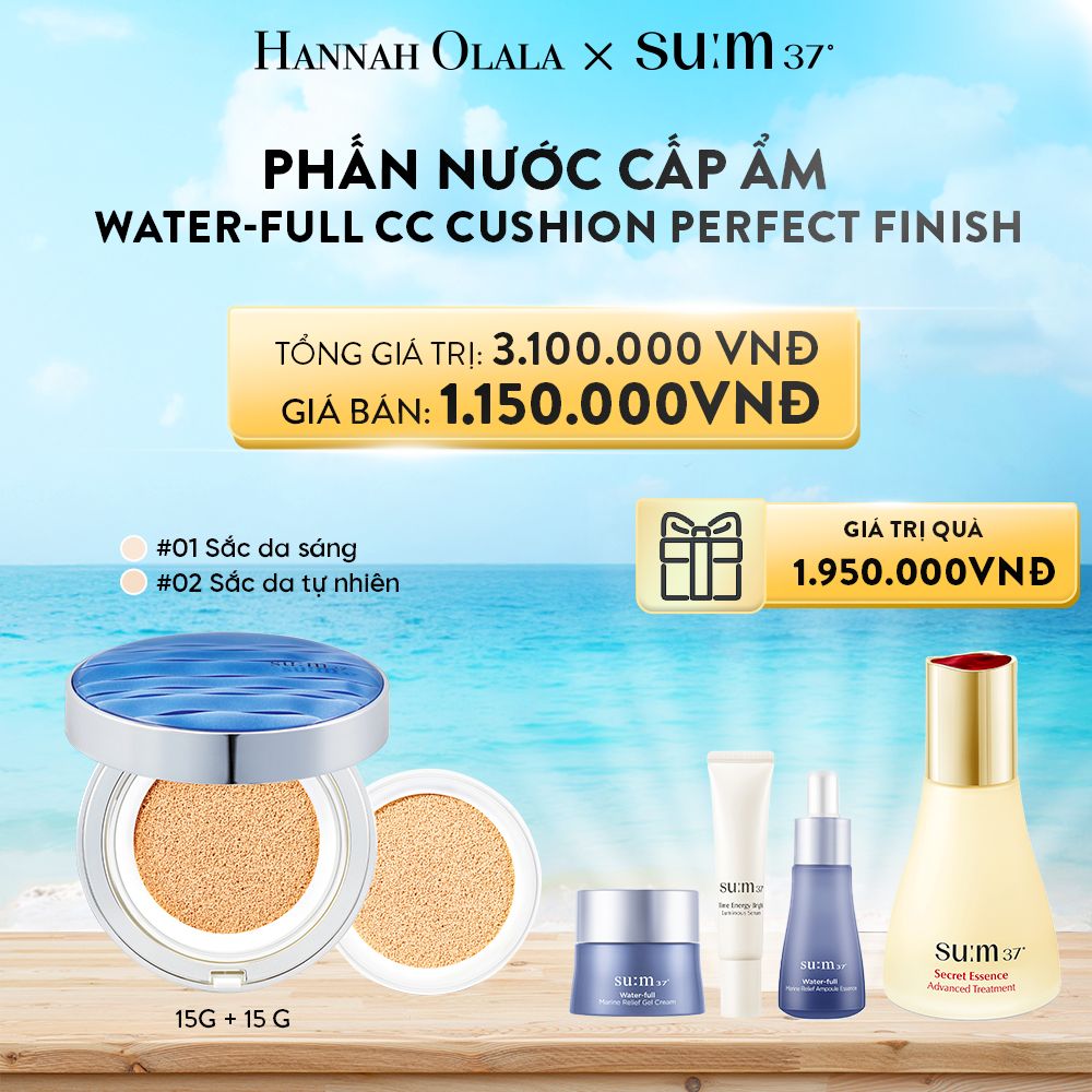  A291_DEAL 20: [TẶNG KÈM 1 LÕI] PHẤN NƯỚC CẤP ẨM SU:M37 WATER-FULL CC CUSHION PERFECT FINISH 15G 